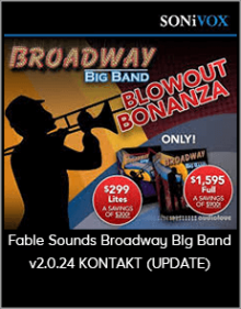 Delivering supreme content and groundbreaking technological innovation we are proud to bring you Broadway Big Band - Kontakt Edition, a whopping 120 Gigabyte Virtual Instrument by Fable Sounds.