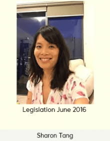 Sharon Tang - Legislation June 2016